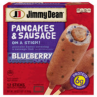 Jimmy Dean Pancakes & Sausage, On a Stick, Blueberry - 12 Each 