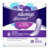Always Discreet Pads, Extra Heavy Long 6 - 28 Each