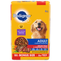Pedigree Food for Dogs, Grilled Steak & Vegetable Flavor, Complete Nutrition, Adult, Bonus Size - 18 Pound