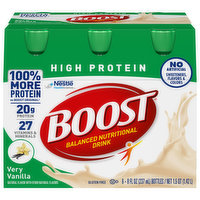 Boost Nutritional Drink, Balanced, High Protein, Very Vanilla - 6 Each 