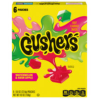 Gushers Fruit Flavored Snacks, Watermelon & Sour Apple - 6 Each 