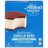 Alden's Organic Ice Cream Sandwich, Vanilla Bean, Round Sammies - 4 Each 