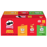 Pringles Potato Crisps, Cheddar Cheese, Original, Sour Cream & Onion, Snack Stacks - 18 Each 