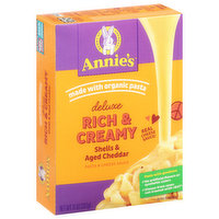 Annie's Pasta & Cheese Sauce, Shells & Aged Cheddar, Rich & Creamy, Deluxe - 11 Ounce 