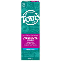 Tom's of Maine Toothpaste, Peppermint, Antiplaque & Whitening - 5.5 Ounce 