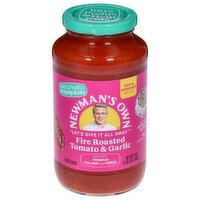 Newman's Own Pasta Sauce, Fire Roasted Tomato & Garlic - 24 Ounce 