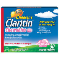 Claritin Loradatine, Non-Drowsy, 5 mg, Bubble Gum Flavored, Chewable Tablets - 30 Each