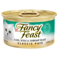 Fancy Feast Cat Food, Gourmet, Classic Pate, Cod, Sole & Shrimp Feast - 3 Ounce 