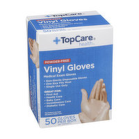 Topcare Powder-Free Vinyl Medical Exam Gloves, One Size Fits Most - 50 Each 