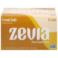 Zevia Soda, Zero Sugar, Cream Soda - 6 Each 