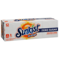 Sunkist Soda, Zero Sugar, Orange, 12 Pack - 12 Each 