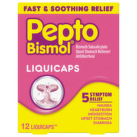 Pepto Bismol Upset Stomach Reliever/Antidiarrheal, Liquicaps - 12 Each 