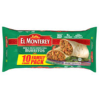 El Monterey Burritos, Beef & Bean Green Chili, Family Pack - 10 Each 
