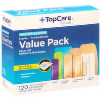 TopCare Adhesive Bandages, Assorted, Value Pack - 120 Each 