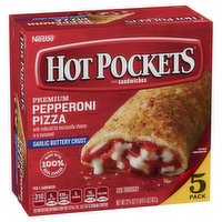 Hot Pockets Sandwich, Garlic Buttery Crust, Premium Pepperoni Pizza, 5 Pack - 5 Each 