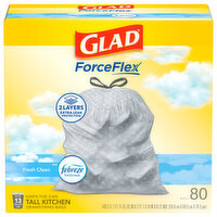 Glad Tall Kitchen Bags, Drawstring, Fresh Clean, 13 Gallon - 80 Each 