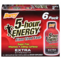 5-Hour Energy Energy Shot, Extra Strength, Berry, 6 Pack - 6 Each 