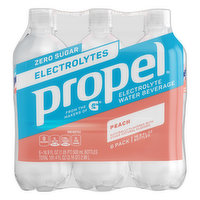 Propel Electrolyte Water Beverage, Zero Sugar, Peach, 6 Pack