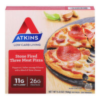 Atkins Pizza, Three Meat, Stone Fired - 5.8 Ounce 