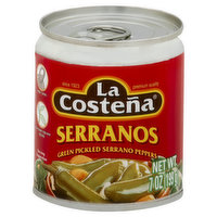 La Costena Serrano Peppers, Green Pickled - 7 Ounce 