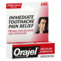 Orajel Pain Reliever Gel, Toothache, Immediate, Regular Strength - 0.25 Ounce 