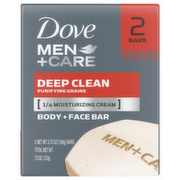 Dove Body + Face Bar, Deep Clean - 2 Each