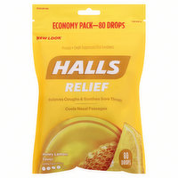 Halls Cough Drops, Honey Lemon Flavor, Economy Pack - 80 Each 