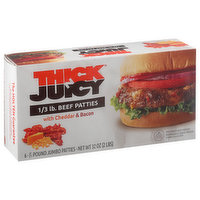 Thick N Juicy Beef Patties, Cheddar & Bacon - 6 Each