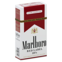 Marlboro Cigarettes, Filter, Red Label, 100's - 20 Each 