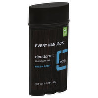 Every Man Jack Deodorant, Aluminum Free, Fresh Scent - 3 Ounce 