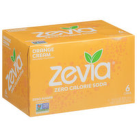 Zevia Soda, Zero Calorie, Orange Cream - 6 Each