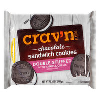 Crav'n Flavor Sandwich Cookies, Chocolate, Double Stuffed with Vanilla Creme - 15.35 Ounce 