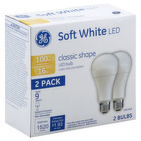 GE Light Bulb, LED, Soft White, 16 Watts, 2 Pack - 2 Each 