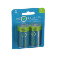 Simply Done D Alkaline 1.5V Batteries - 2 Each 