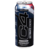 C4 Energy Drink, Performance, Zero Sugar, Freedom Ice - 16 Fluid ounce 