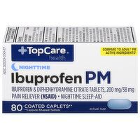 TopCare Ibuprofen PM, Nighttime, Coated Caplets - 80 Each 
