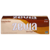 Zevia Soda, Zero Sugar, Creamy Root Beer - 12 Each 