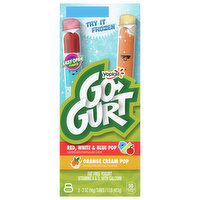 Go-Gurt Yogurt, Fat Free, Red, White & Blue Pop/Orange Cream Pop - 8 Each 