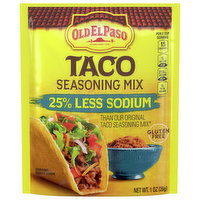Old El Paso Seasoning Mix, 25% Less Sodium, Taco - 1 Ounce 