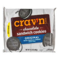 Crav'n Flavor Sandwich Cookies, Chocolate, Original with Vanilla Creme - 14.3 Ounce 