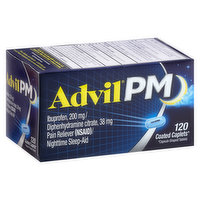 Advil Ibuprofen, Pain Reliever/Nighttime Sleep-Aid, Coated Caplets - 120 Each 