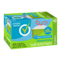 Simply Done Drawstring Tall Kitchen, Clean Fresh Scent - 40 Each 