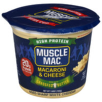 Muscle Mac Macaroni & Cheese, High Protein, Aged Sharp White Cheddar - 3.6 Ounce 