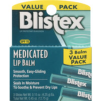 Blistex Lip Balm, Medicated, SPF 15, Value Pack