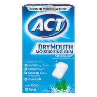 Act Moisturizing Gum, Soothing Mint, Dry Mouth - 20 Each 