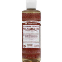 Dr. Bronner's Castile Soap, Pure, 18-In-1 Hemp, Eucalyptus - 8 Ounce 