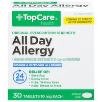 TopCare All Day Allergy, Original Prescription Strength, 10 mg, Tablets - 30 Each 