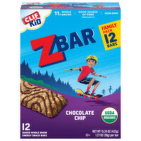 ZBAR CLIF Kid Zbar - Chocolate Chip - Soft Baked Whole Grain Snack Bars - USDA Organic - Non-GMO - Plant-Based - 1.27 oz. (12 Pack) - 15.24 Ounce 