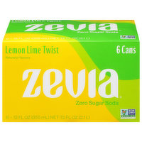 Zevia Soda, Lemon Lime Twist, Zero Sugar, 6 Pack - 6 Each 