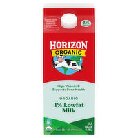 Horizon Milk, Organic, Lowfat, 1% - 0.5 Gallon 